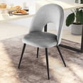 thumbnail image 4 of Gymax Chaise de Salle à Manger en Velours, Gris (Ensemble de 2), 4 of 9
