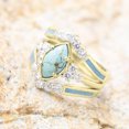 thumbnail image 1 of Trayknick 3Pcs Women Rings Stackable Artificial Turquoise Women Electroplated Long Lasting Finger Rings Jewelry Accessories Golden US 9, 1 of 13