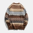 thumbnail image 2 of Hueook Sweaters for Men , Fall Winter Mens Pullover Sweater with Pocket ong Sleeve Crewneck Colorblock Knitted Loose Fit Pullover Sweatshirts Casual Autumn Winter Sweater Tops on Clearance, 2 of 5