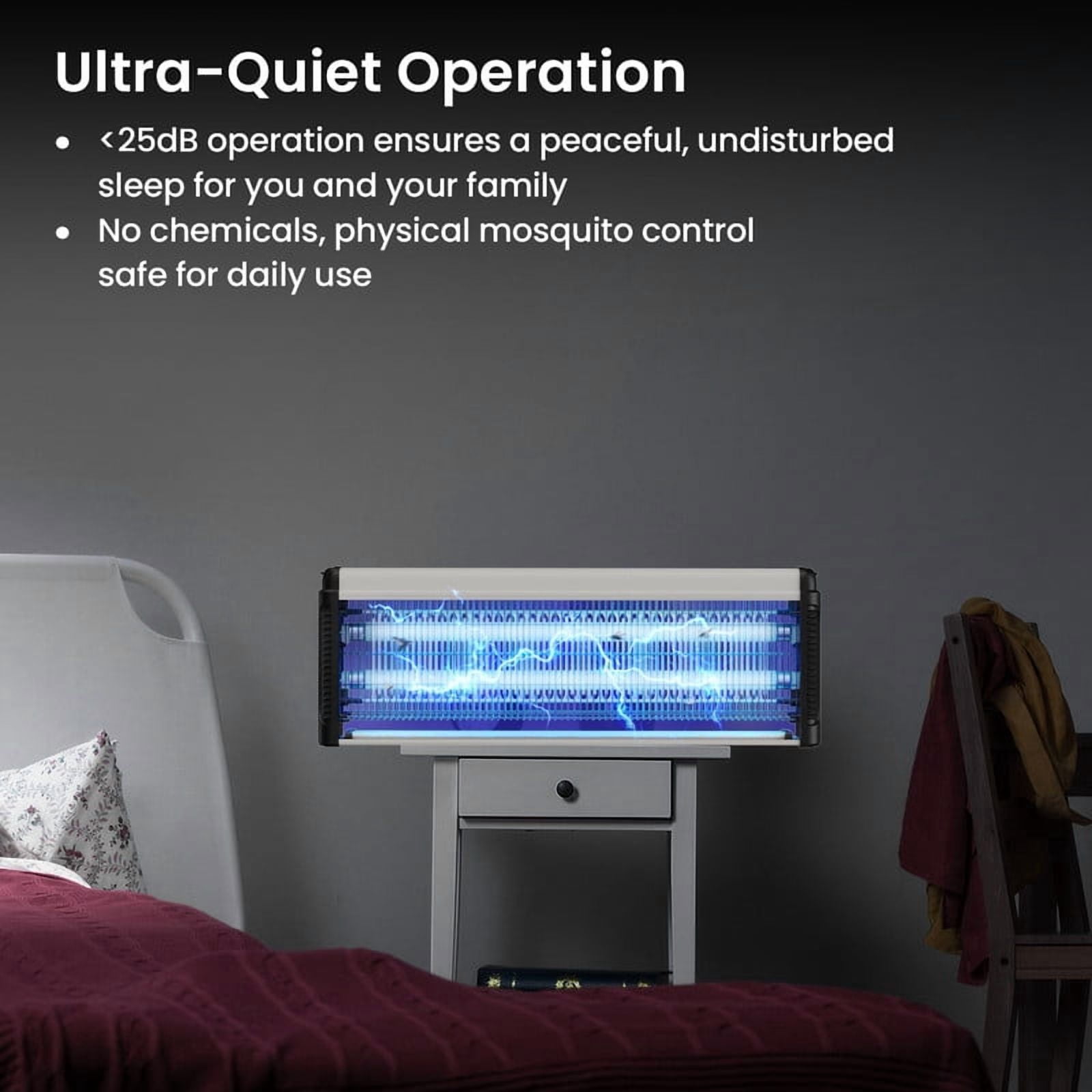DUNCHATY 40W Electronic Bug Zapper, 365-370nm Dual-Band UVA Mosquito Killer, 2500V Instant Kill Grid, 360° Trapping, Child & Pet Safety Grille, Includes 2 T8 Tubes