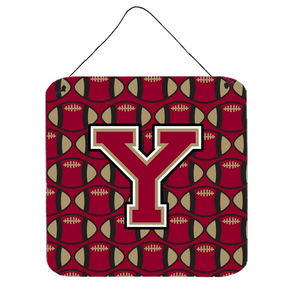 Letter Y Football Garnet and Gold Wall or Door Hanging Prints