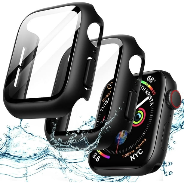 YanonmyfdFunda Impermeable con Protector de Pantalla para Apple Watch SE 3/2/1 (2025/2022/2020) / Series 6 5 4 40mm, Cristal Vidrio Templado Incorporado Carcasa Completa, 2 Unidades (Blanco Estrella)