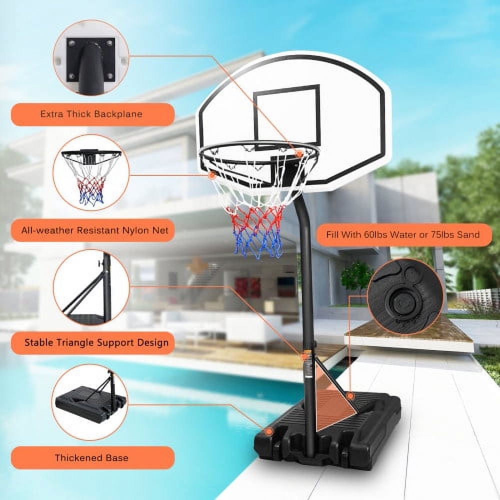 Fantasyland 3.1-4.7ft Adjustable Height Basketball Hoop, Indoor Outdoor Basketball Hoop System with 36" Shatterproof Backboard and Stand for Youth