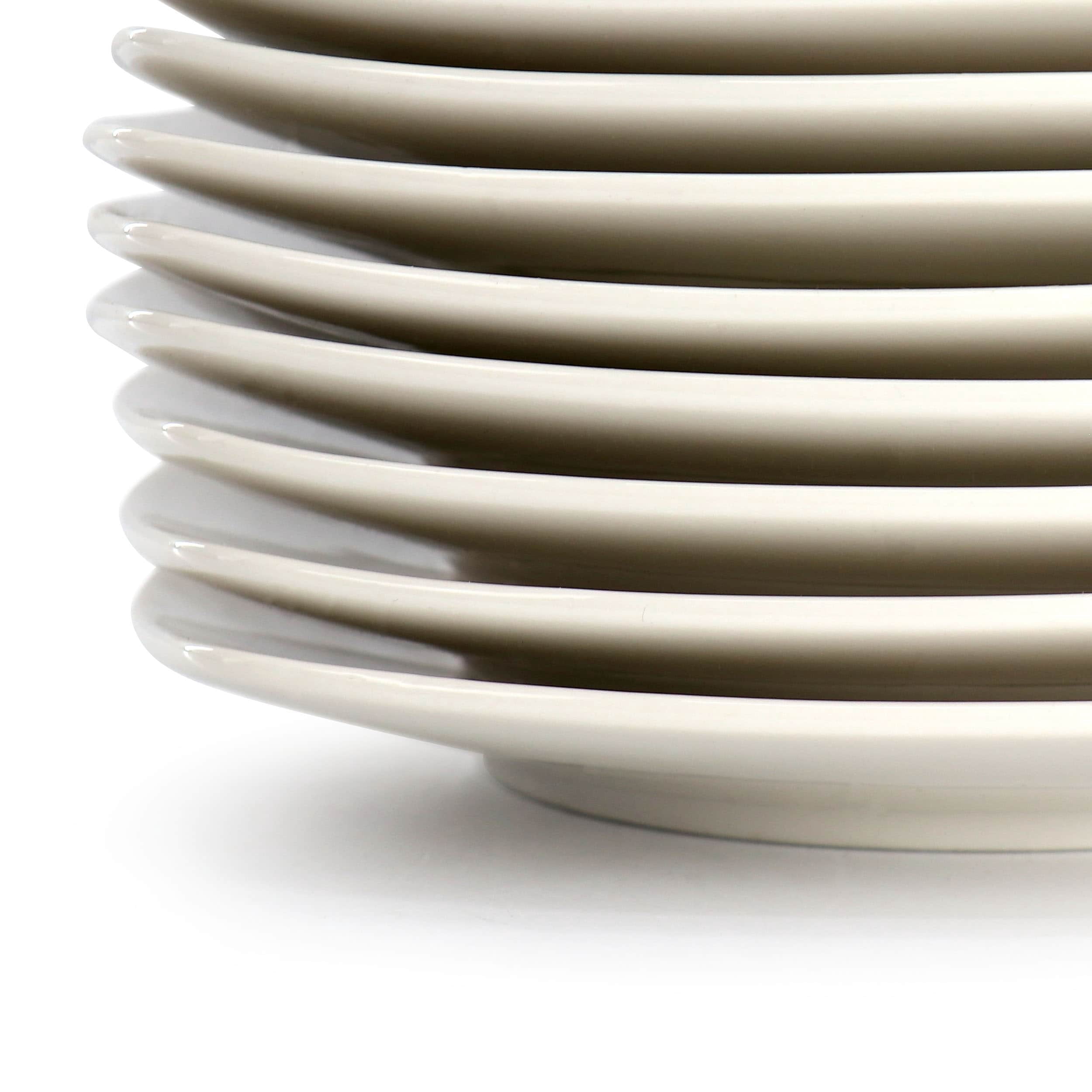 Gibson Home Zen Buffetware 8 Piece 7in Stoneware Dessert Plate Set in White