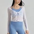 thumbnail image 2 of Kaemgyyd Long Sleeve Shirt for Women Summer Lightweight Workout Yoga Cropped Tops Comfy Twist Knot Cardigan, 2 of 6