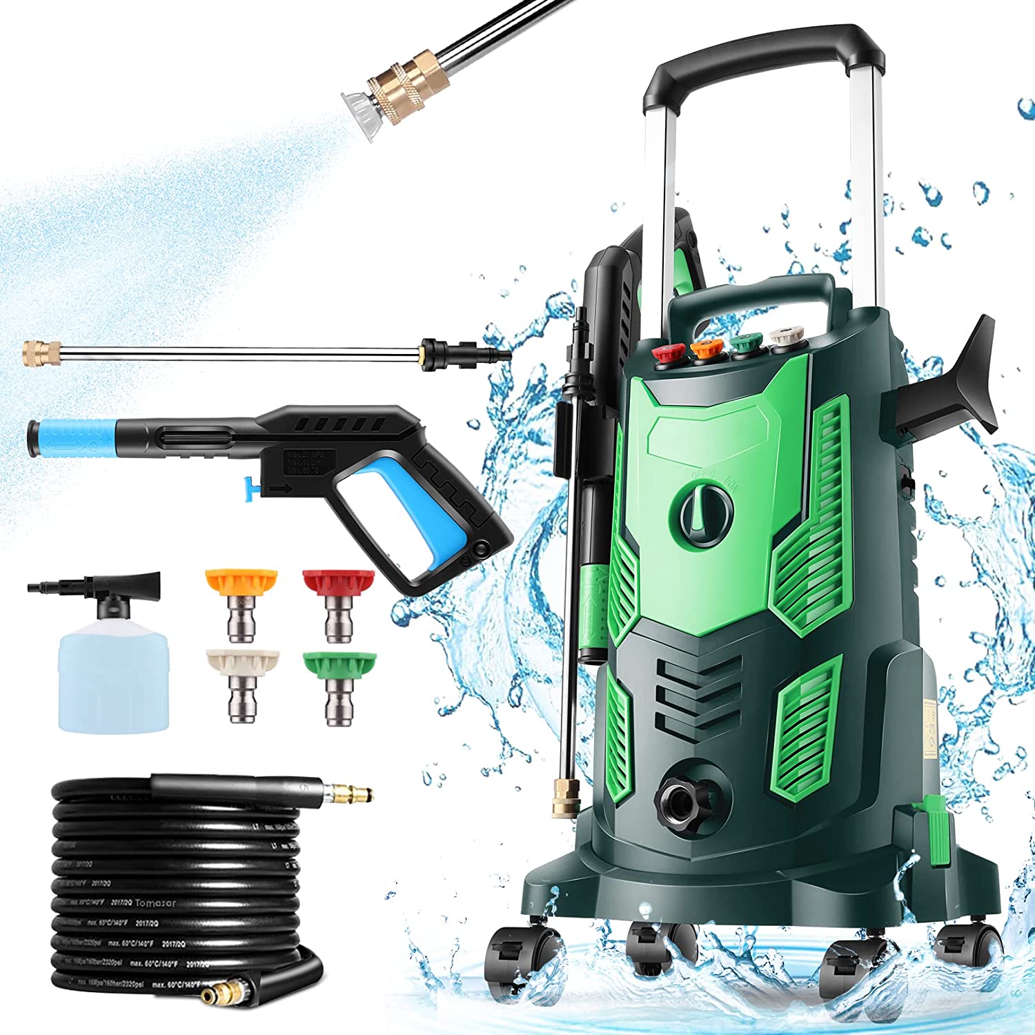Homdox 1800W Electric Pressure Washer, 2.2GPM High Power Washer