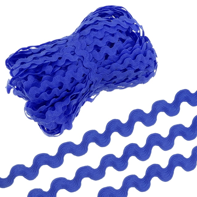 Uxcell Cinta de Encaje de 29.5 Yardas en Azul Oscuro, Cinta de Flecos de Onda de 0.2'' para Costura, Manualidades, Ropa, Regalos
