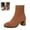 Light Brown, variant on Womens Knit Sock Ankle Boots Slip On Stretch Sock-Style Booties Block Heel Round Toe Casual Dress Boots for Fall Winter Daily Wear