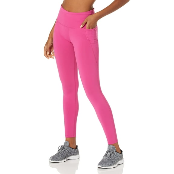 Reebok Women's Standard Lux High-Rise Leggings, Semi Proud Pink/Side Pocket, XX-Small Short