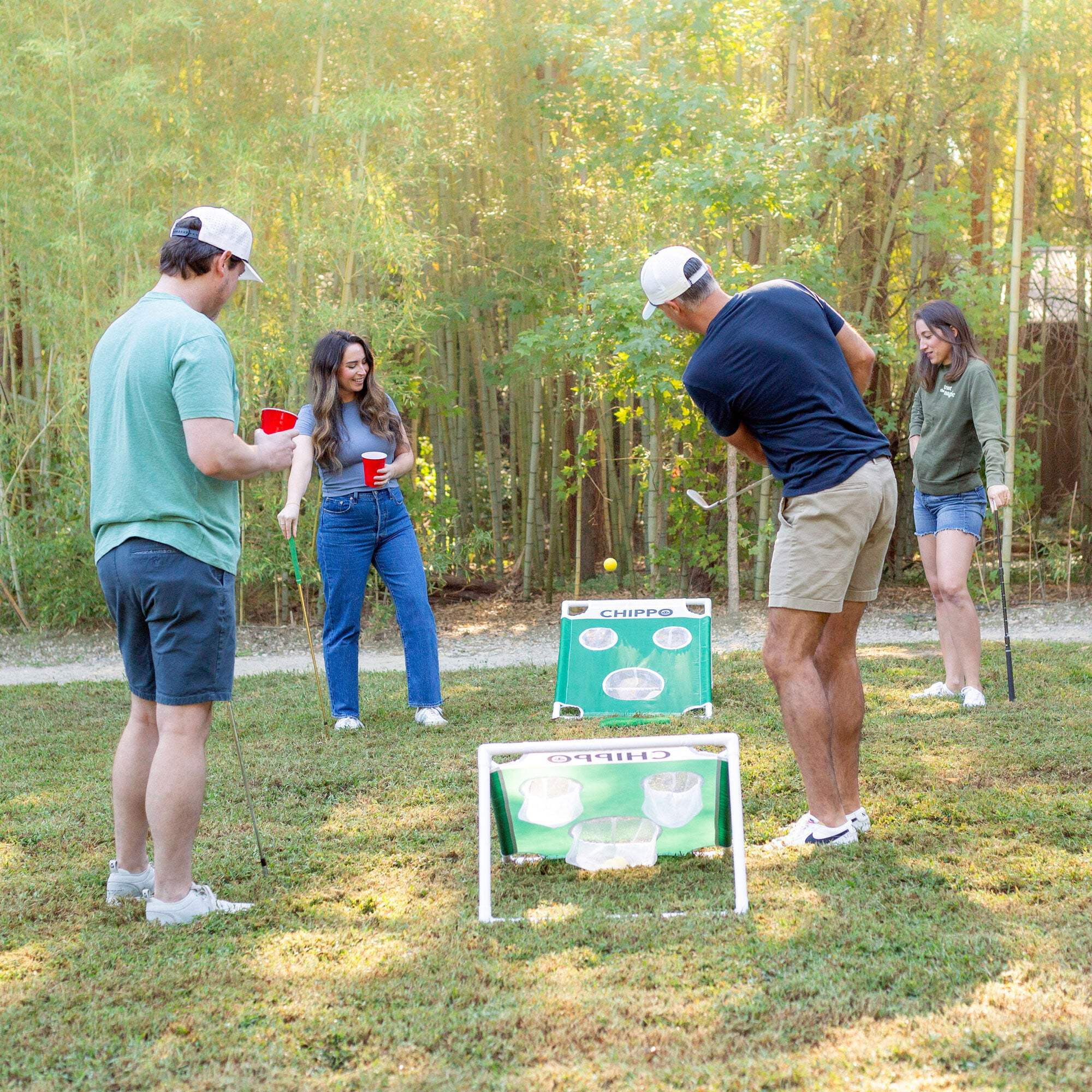 Chippo GO - Portable 2-in-1 Chip & Toss Golf Game – Backyard Golf Chipping Game Set - Lawn, Beach & Tailgate (2 Targets, Mats, Foam Balls, Chippo Sacks, Carry Bag) – Fun Outdoor Game for Families