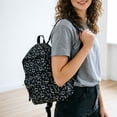 thumbnail image 5 of Cat Print School Backpack, Cute Aesthetic Backpack with Drawstring Side Pockets&Pendant, Lightweight Breathable Bookbag for Shopping Work Dating Daily Use, Black, 5 of 6