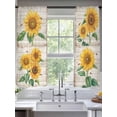 thumbnail image 2 of Sunflower Sheer Curtains 72 Inch Length 2 Panels Set - Light Filtering Window Treatments, Yellow Summer Botanical Vintage Rod Pocket Semi Curtains for Living Room/Bedroom/Kitchen Décor, 104"W x 72"L, 2 of 7