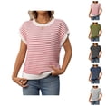 thumbnail image 1 of Chandails pour Femmes 2025 Tricot Rayé Décontracté Col Rond Automne Hiver, 1 of 8
