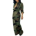 thumbnail image 4 of Awdenio Women's Jumpsuits, Rompers & Overalls , Women Fashion Wide Leg Pants Pocketed Long Sleeve Camouflage Jumpsuit, 4 of 9