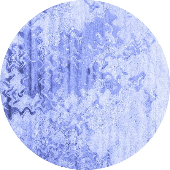 Ahgly Company Indoor Round Abstract Blue Contemporary Area Rugs, 4' Round
