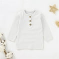 thumbnail image 2 of LYHaoo Boys Ribbed Knit Long Sleeve Top Toddler Casual Pullover Shirt Soft Comfortable Kids Clothes For Daily Wear Casual School Sizes 3-4 years White, 2 of 4