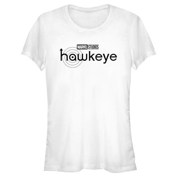 Junior's Marvel Hawkeye Black and White Logo  Graphic Tee White 2X Large