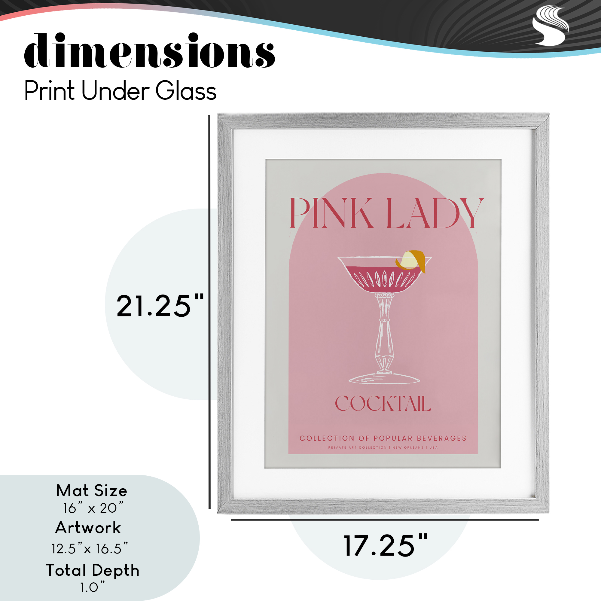 Stylish Retro Pink Lady Gray Framed Print Under Glass, design by Lil' Rue