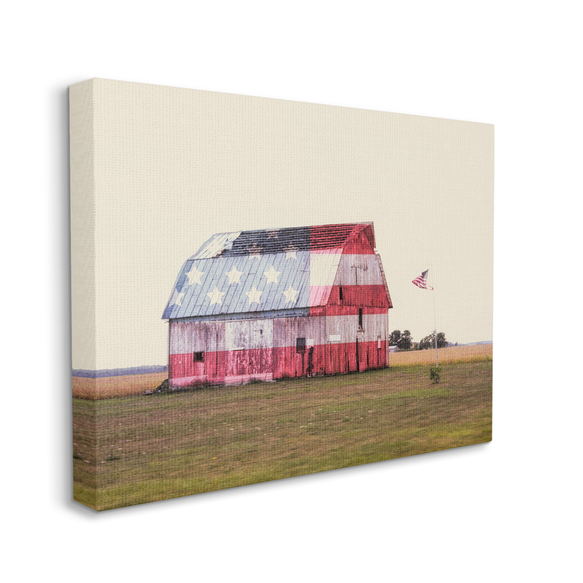 Stupell Industries Americana Farmhouse Barn Landscape Painting Gallery Wrapped Canvas Art Print Wall Art, 48 x 36