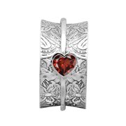5MM Heart Garnet 925 Sterling Silver Single Band Meditation Unisex Spinner Ring