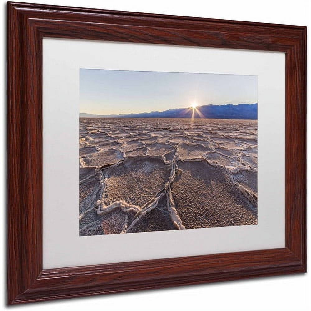 Trademark Fine Art "Badwater Sunset" Canvas Art by Pierre Leclerc, White Matte/Wood Frame