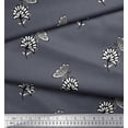 thumbnail image 2 of Soimoi Grey Cotton Voile Fabric Floral & Insect Print Fabric by Yard 56 Inch Wide, 2 of 3