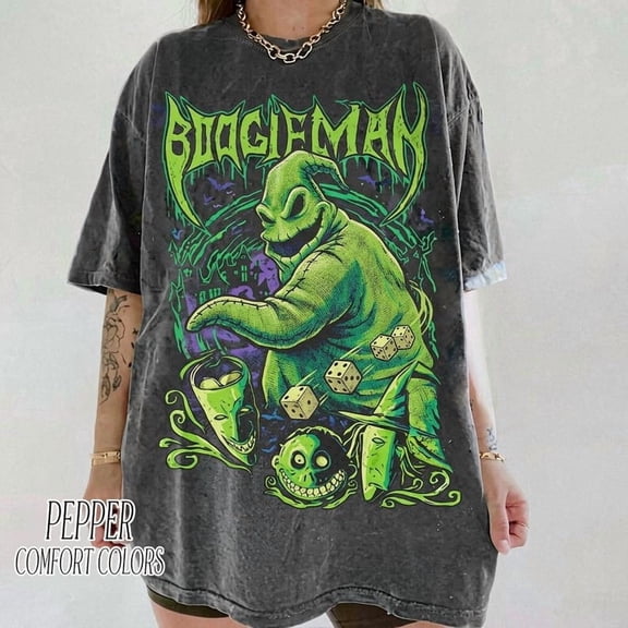 BOOGIEMAN! Oogie Boogie Shirt, Comfort Colors Vintage Halloween Tee, Retro Heavy Metal Style Nightmare Before Christmas T-Shirt