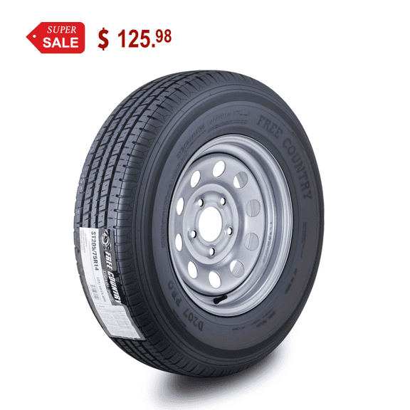 Free Country Wheel Assembly ST205/75R14 8-Ply D 105N 5 Lug on 4.5" PCD Silver Mod Rim Trailer Tire