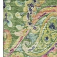 thumbnail image 3 of HomeRoots 666956 10 x 14 ft. Fern Green Blue & Pink Paisley Washable Machine Made Rectangle Area Rug with UV Protection, 3 of 9