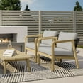 thumbnail image 3 of Simpli Home Palmetto Solid Acacia Wood Outdoor Conversation Chair (Set Of 2) In Stone Grey, 3 of 7