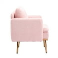 thumbnail image 6 of ARCTICSCORPION Mid-Century Chaise Lounge Arm Chair with Metal Rose Golden Legs, Modern Upholstered Arm Leisure Chair, Single Accent Sofa for Living Room Bedroom, Pink Teddy, 6 of 7