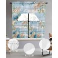 thumbnail image 2 of Blue Beach Coastal Swag Kitchen Curtains Sets for Windows 24 Inch Length, Summer Nautical Coral Shell Botanical Vintage Short Window Curtain Swags Valances and Tiers 3 Piece Set for Cafe/Dining Room, 2 of 5