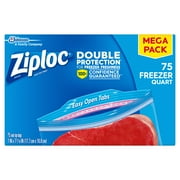Ziploc Brand Freezer Bags Mega Pack, Quart, 75 Count