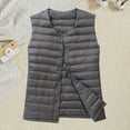 thumbnail image 2 of Women's Quilted Puffer Vest Lightweight Packable Cropped Down Jacket Sleeveless Button Up Outerwear Winter Clothes (M, Gray), 2 of 4