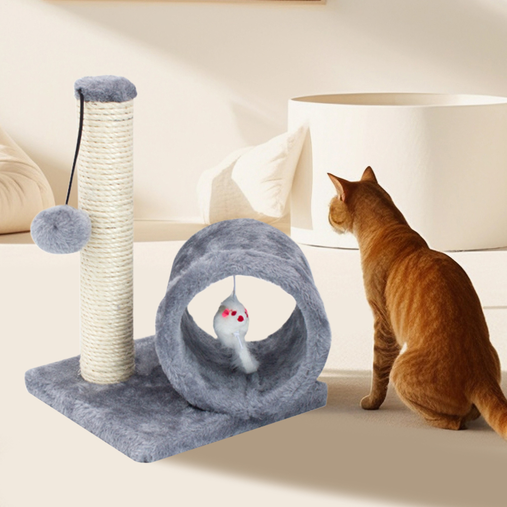 Ksruee Cat Scratch Post Kitten Climbing Scratch Pillar Elevated Interactive Cat Scratching Post for Exercise Stress Relaxation Climbing Burrowing realistic