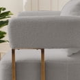 thumbnail image 5 of 26" Gold Metal Leg Modern Accent Chair, Comfy Reading Chair with Teddy Fabric, Modern Minimalist Sofa Chair with High Rebound Foam for Living Room, Grey, 5 of 9