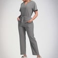 thumbnail image 1 of Soki Scrub Set Women Short Sleeve V-Neck T Shirts Tops Jogger Pants Working Suit, 1 of 6