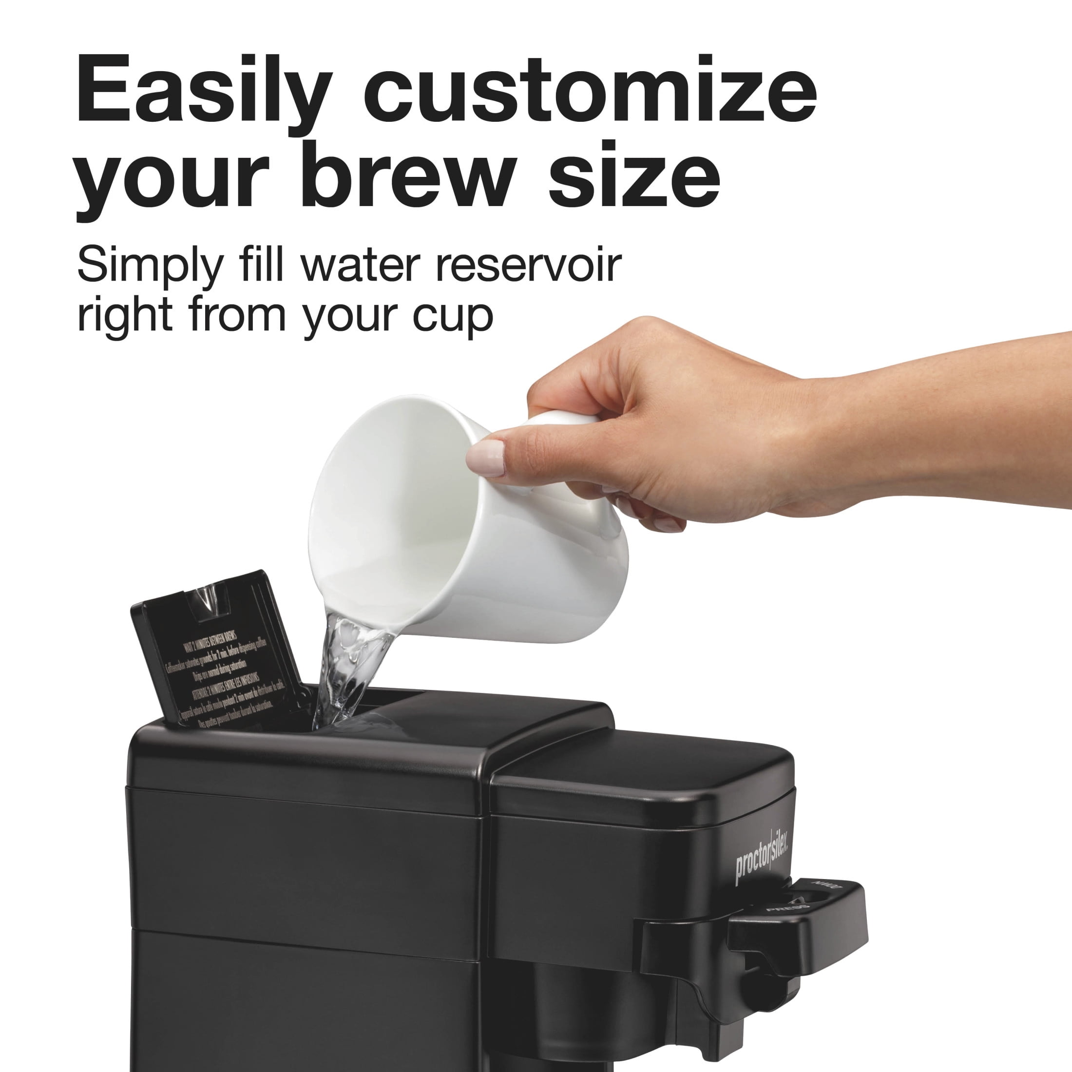 Proctor Silex Single Serve Coffee Maker, Compatible with Ground Coffee & Pods, Matte Black
