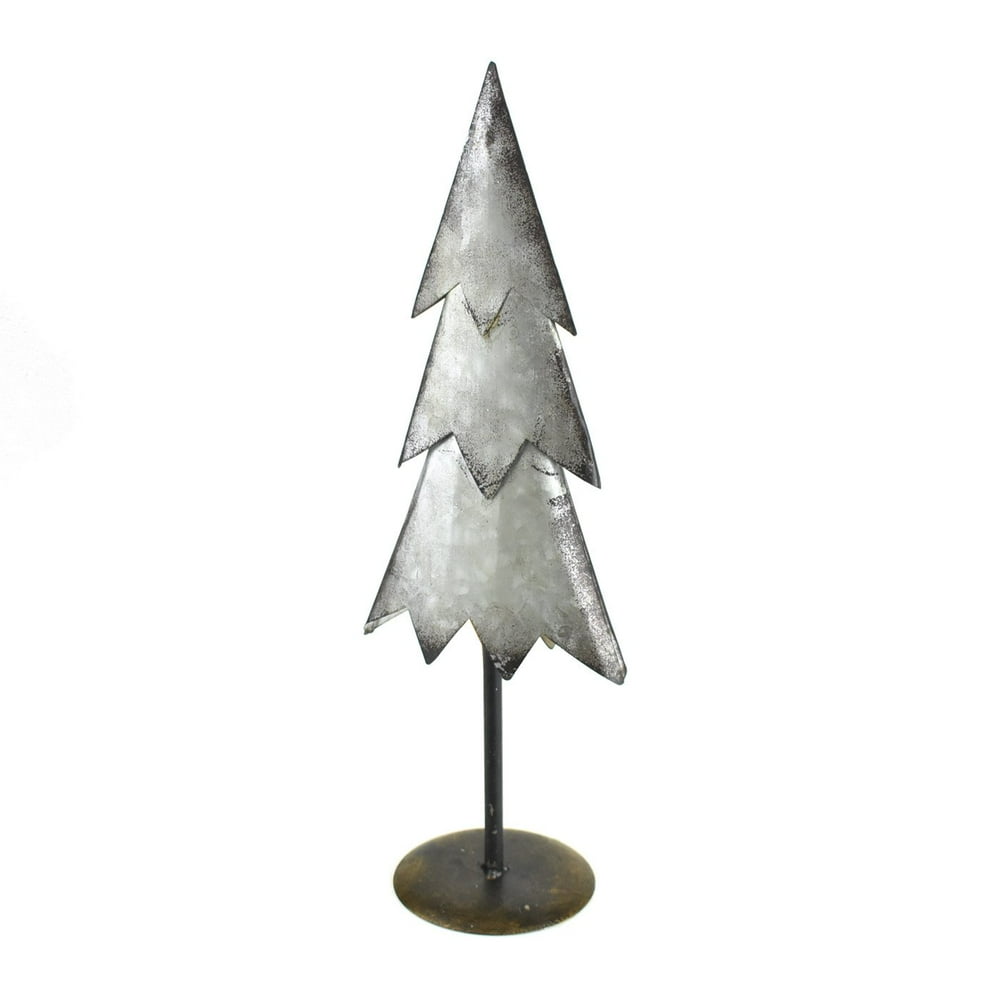 Galvanized Metal Christmas Tree Table Decor, Silver, 161/2Inch