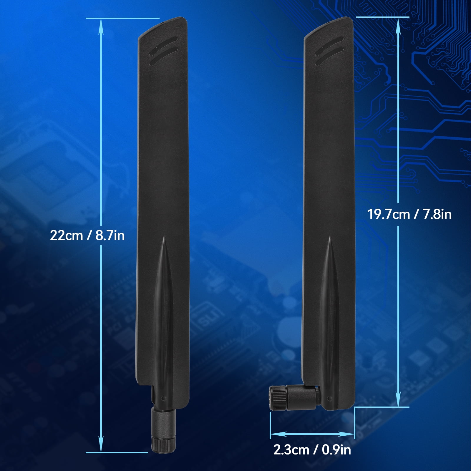 Eightwood Tri-Band WiFi 6E Antenna 6GHz 5GHz 2.4GHz RP-SMA WiFi Antenna (2-Pack) for PC Computer PCIe WiFi Card Security IP Camera WiFi Router USB Adapter