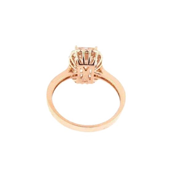 HeartsAndYou 3ct Emerald Cut Natural Morganite & Moissanite Halo Ring 18K 14k SOLID Rose Gold