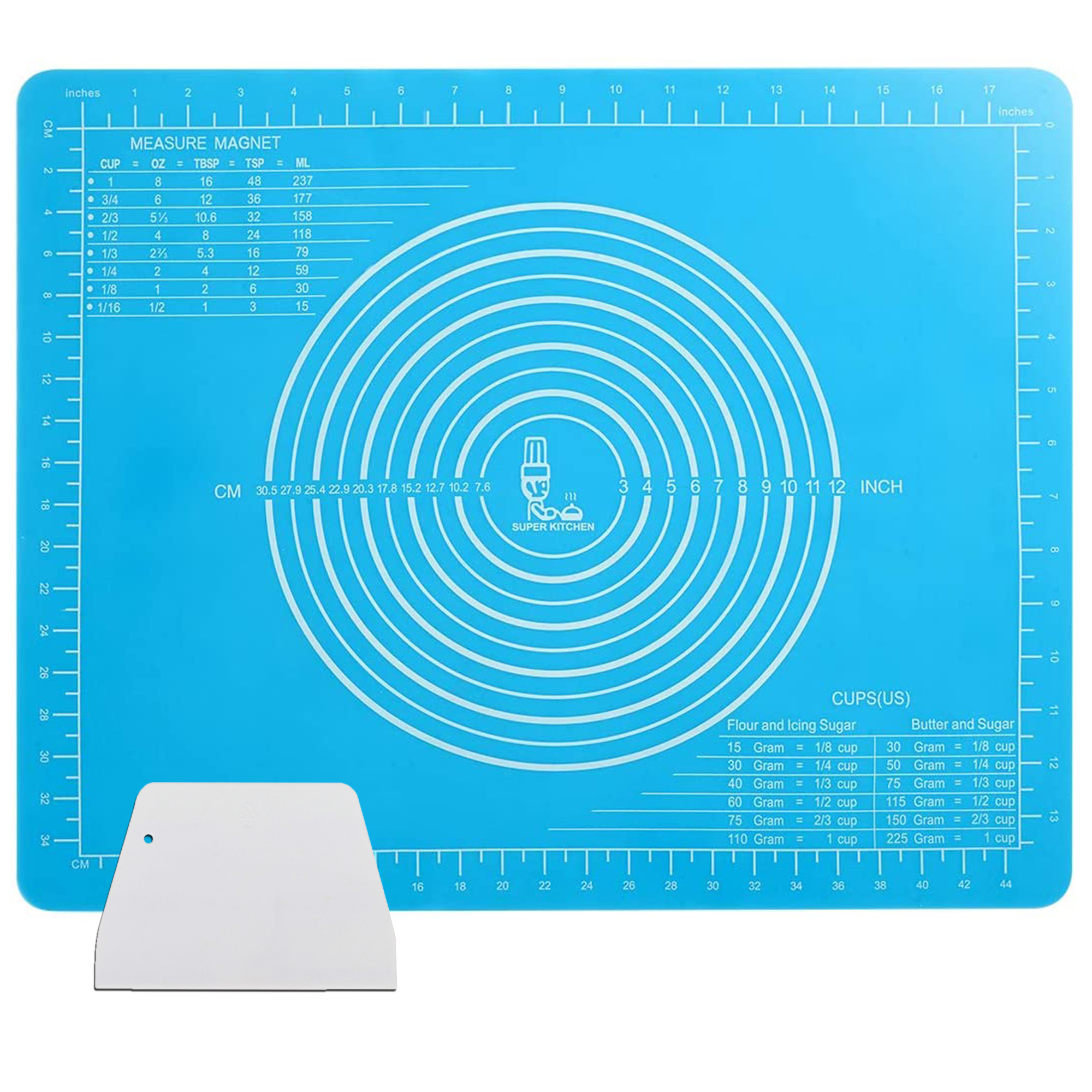 SUPER KITCHEN NonSlip Silicone Pastry Mat, Nonstick Baking Mat for