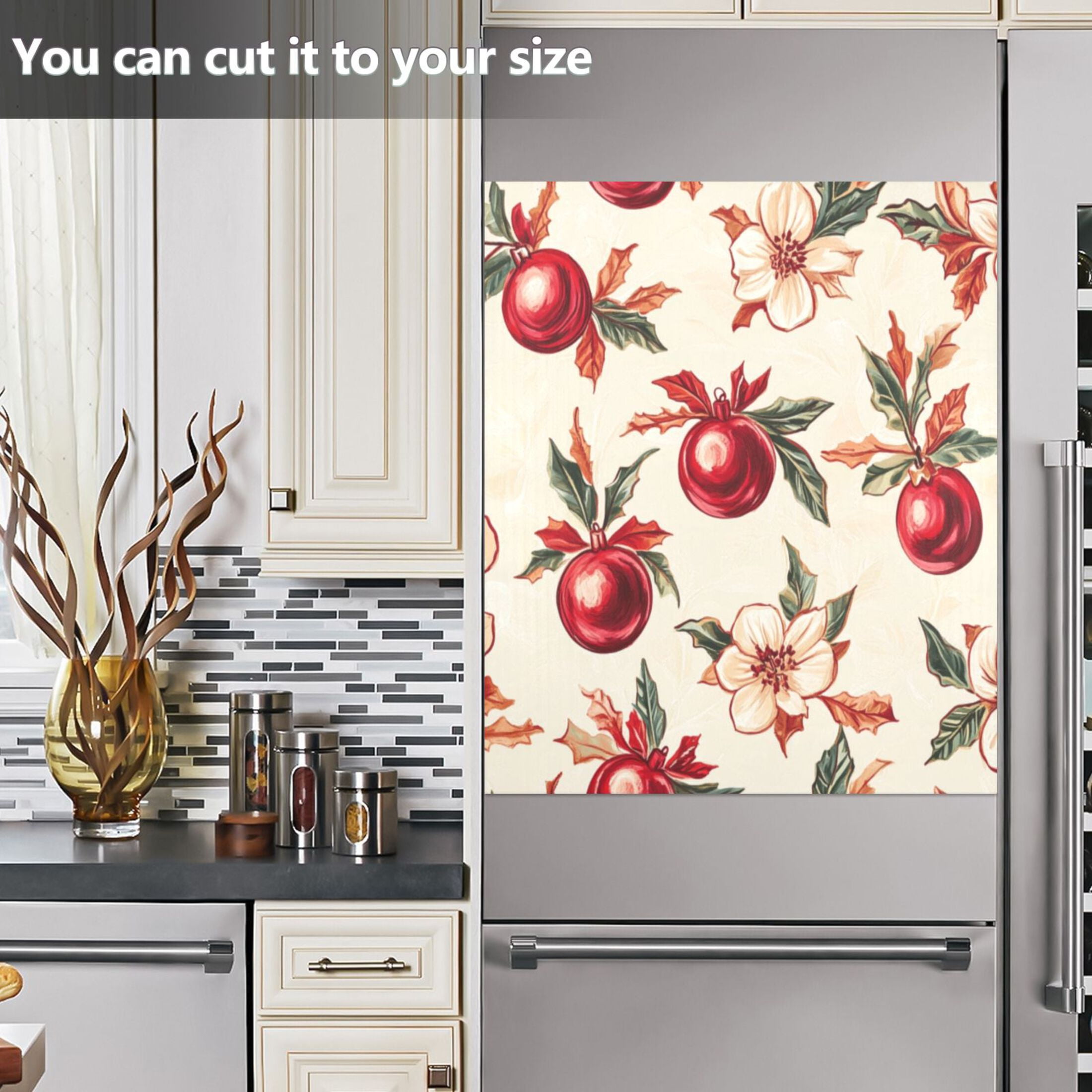 Dishwasher Magnetic Sticker 23x26 Inch Refrigerator Magnetic Sticker Washing Machine Magnetic Sticker Kitchen Panel Magnetic Sticker Home Decor Christmas Red Ball