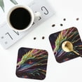 thumbnail image 4 of Zufioo Colorful Dragon Head Profile Print Leather Coaster Set, Decorative PVC Coasters 4-pack - Scald and Stain-resistant, Suitable for Home, Cafes, Restaurants-Square, 4 of 6