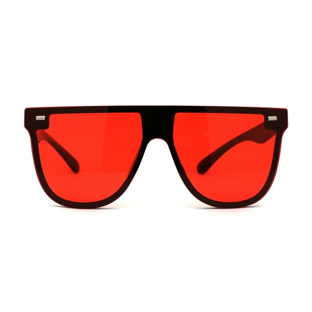 Lunettes de Soleil Hip-Hop à Monture Plate avec Monture Corne Blindée Noir Rouge