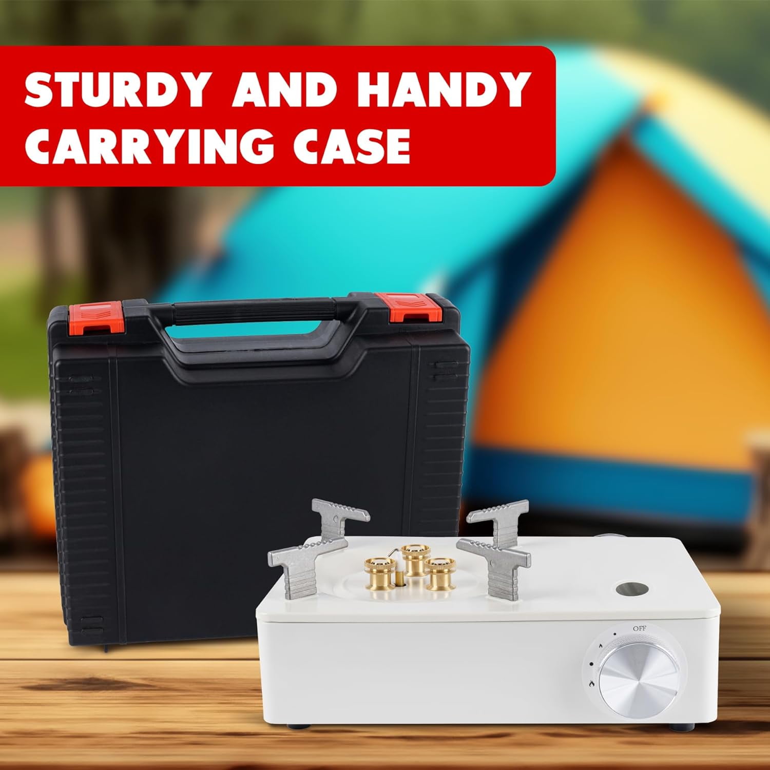 McKay Portable Camping Stove, Single Burner with Carry Case, Butane Propane Compatible, 11942 BTUs, White