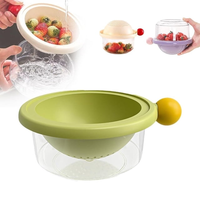 Cuenco for lavar frutas con colador, cesta de drenaje multiusos for lavar bayas, fresas, cerezas y uvas