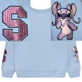 thumbnail image 5 of Disney Lilo & Stitch Girls Sweatshirt -Jumbo Graphic Print, Chenille patch and Embroidery Stitch Pullover Crewneck Sweatshirt- Sizes 4-16 Water Blue, 5 of 6
