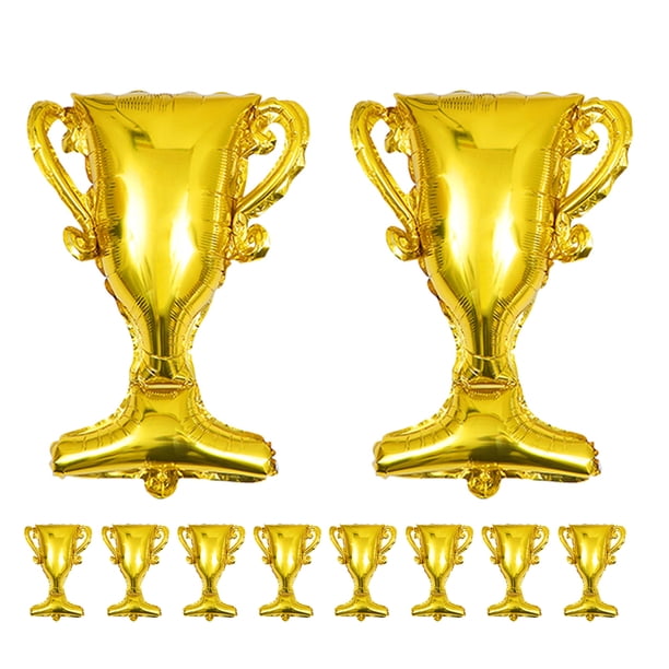 KAKOWELY 10 globos de aluminio con forma de trofeo dorado, globos de aluminio de campeón para ceremonia de graduación y cumpleaños.