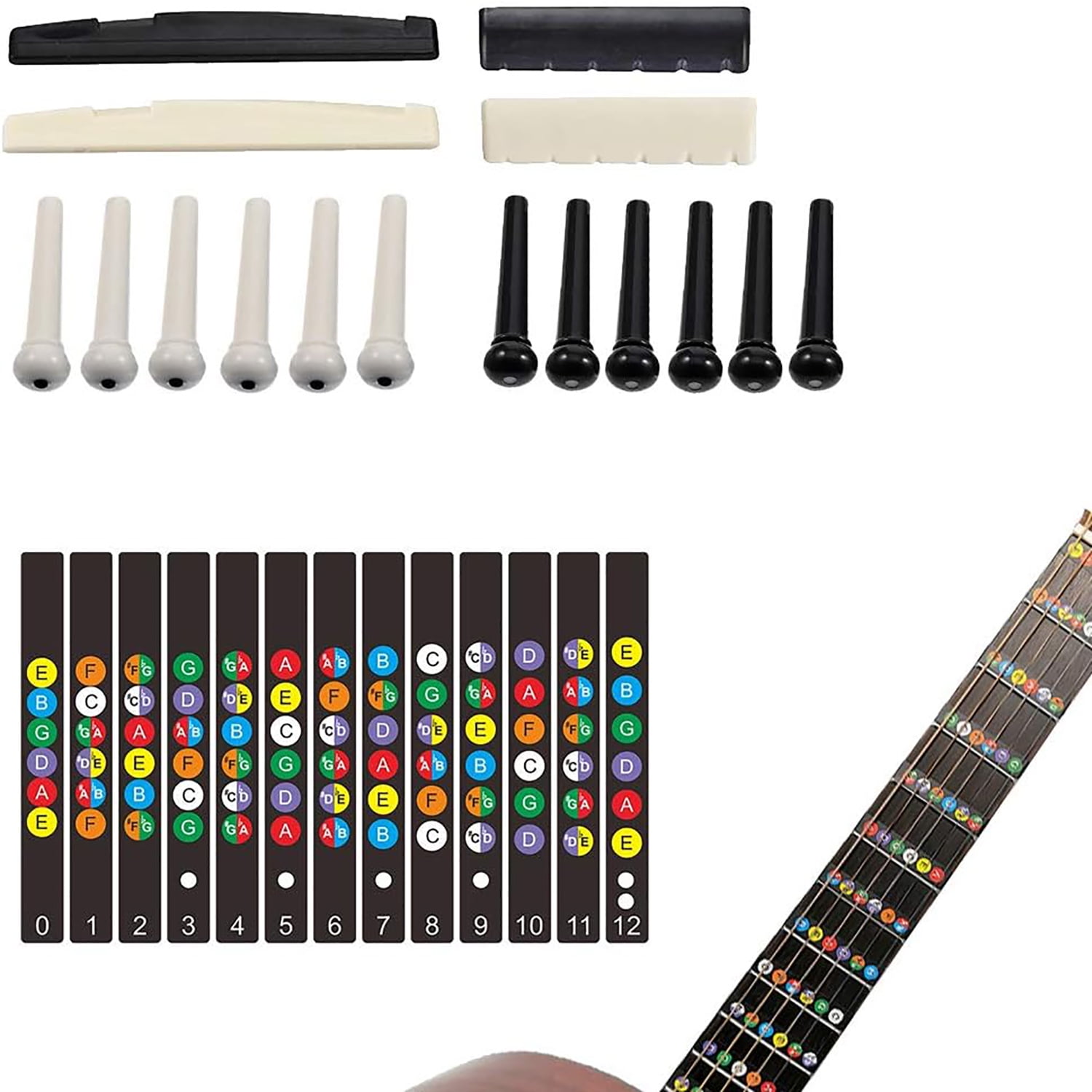 72-Piece Professional Guitar Repair Tool Kit, Complete Maintenance Set for Acoustic & Electric Guitar, Bass, Ukulele - Includes Strings, Picks, Bridge Pins, Gauge, Storage Bag